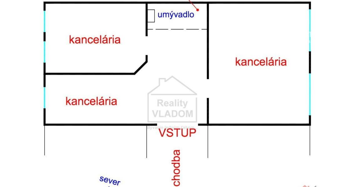 Administratívne priestory s klimatizáciou, plocha 73 m2.