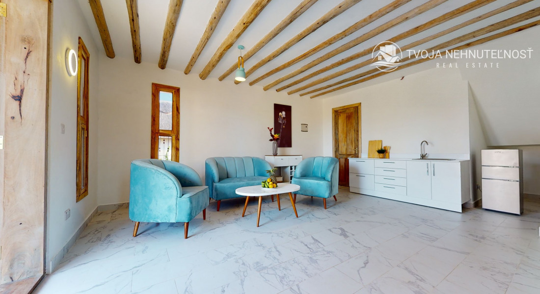 Zaria resort Zanzibar - luxusný poschodový dom, balkón s výhľadom na more a záhradou pre dve osoby D08