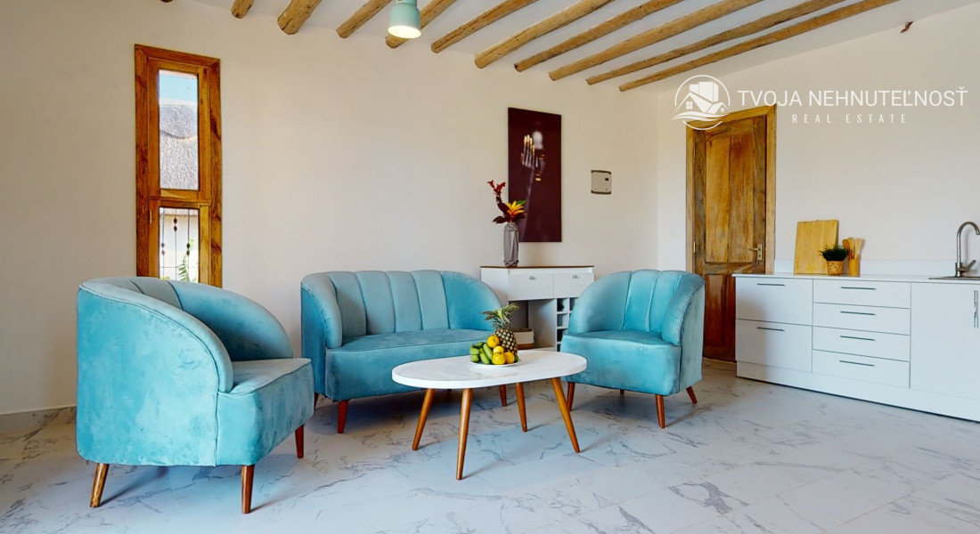 Zaria resort Zanzibar - luxusný poschodový dom, balkón s výhľadom na more a záhradou pre dve osoby D08