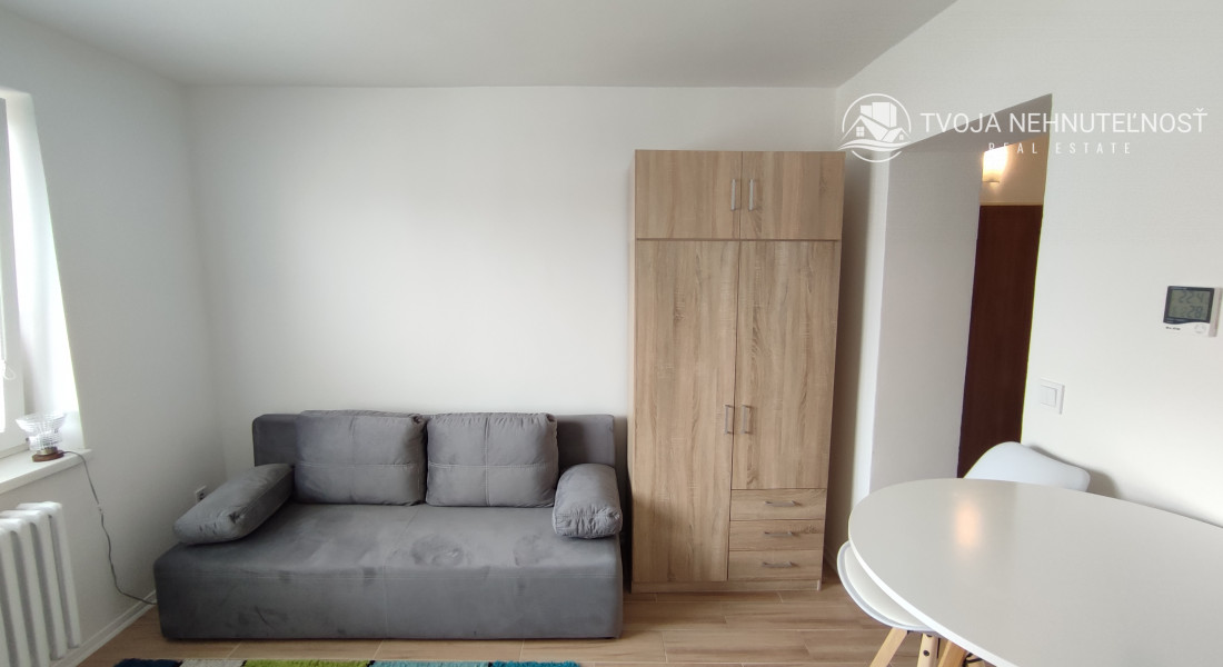 Prenajatá do 1.10.2026...  zariadená garsónka 20 m2 komplet rekonštrukcia, voľná ihneď