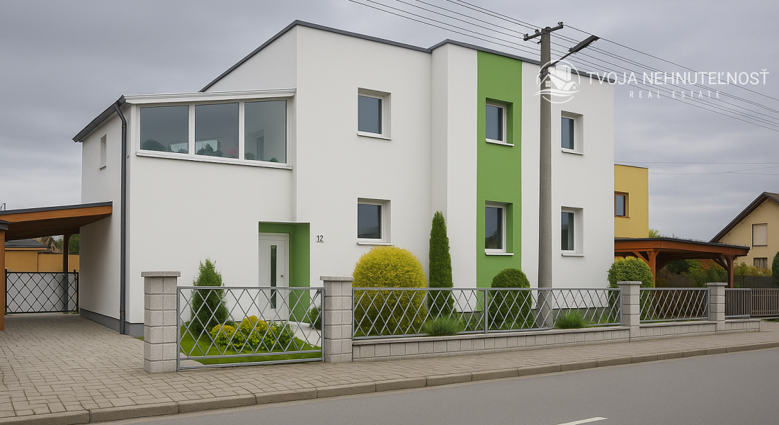 ZNÍŽENÁ CENA.... Dom pre rodinu - 5 izieb, garáž, prístrešok pre auto, slnečný pozemok 600 m2, altánok, podpivničený