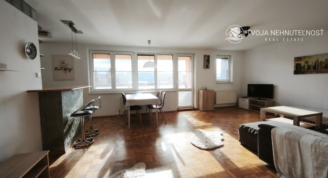 Ihneď voľný 3 izbový priestranný byt s veľkým balkónom, Veselá ulica, zariadený