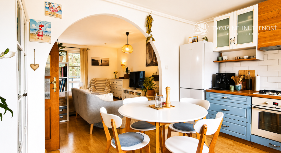 Komfortný veľký 2 izbový byt s garážou, loggia 16 m2, krb, Veselá ulica Prešov