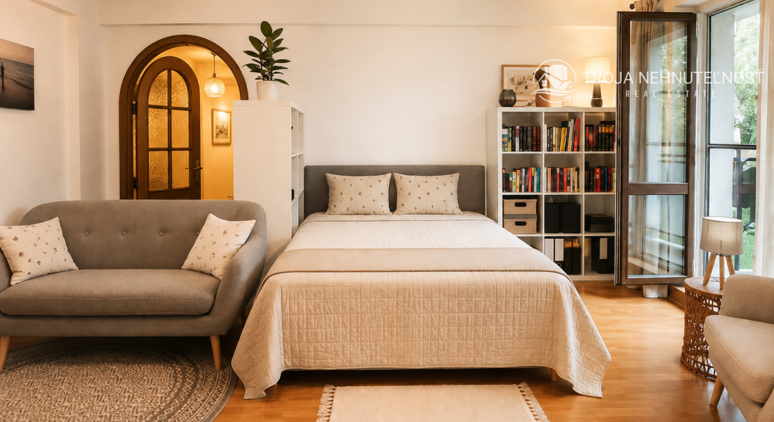 Komfortný veľký 2 izbový byt s garážou, loggia 16 m2, krb, Veselá ulica Prešov