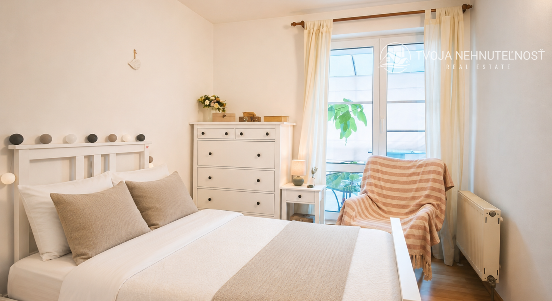 Komfortný veľký 2 izbový byt s garážou, loggia 16 m2, krb, Veselá ulica Prešov