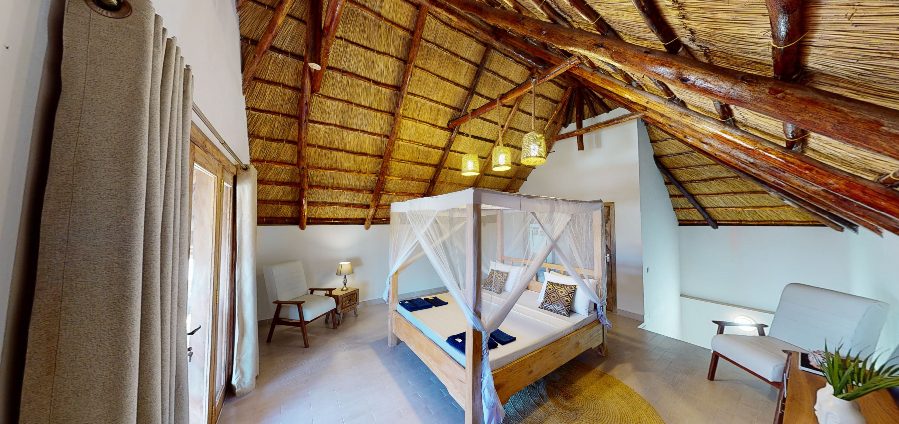 Zaria resort Zanzibar - luxusný poschodový dom, balkón s výhľadom na more a záhradou pre dve osoby D08