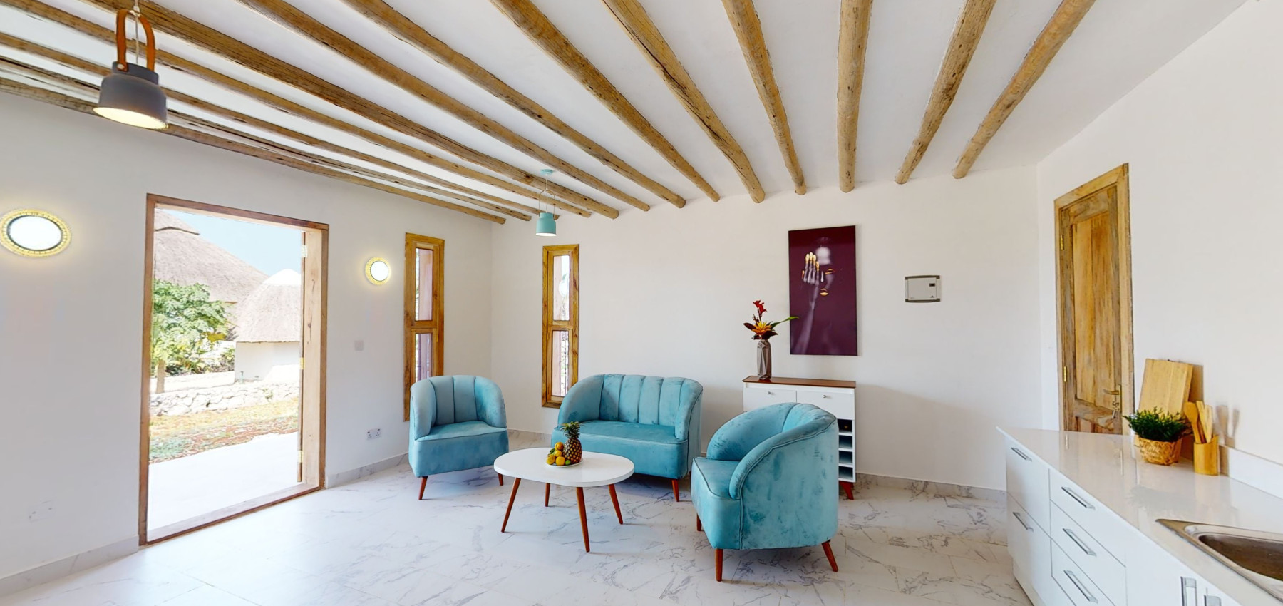 Zaria resort Zanzibar - luxusný poschodový dom, balkón s výhľadom na more a záhradou pre dve osoby D08