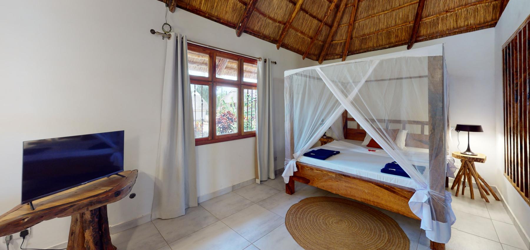 Zaria resort Zanzibar - dovolenkový prenájom bungalovu s dvomi spálňami a záhradou pre 2 páry D11