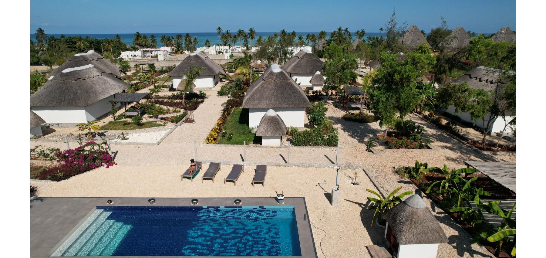 Zaria resort Zanzibar - luxusný poschodový dom, balkón s výhľadom na more a záhradou pre dve osoby D08