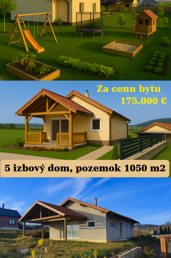 5 izbový rodinný holodom na veľkorysom pozemku 1050 m2 v obci Podhorany